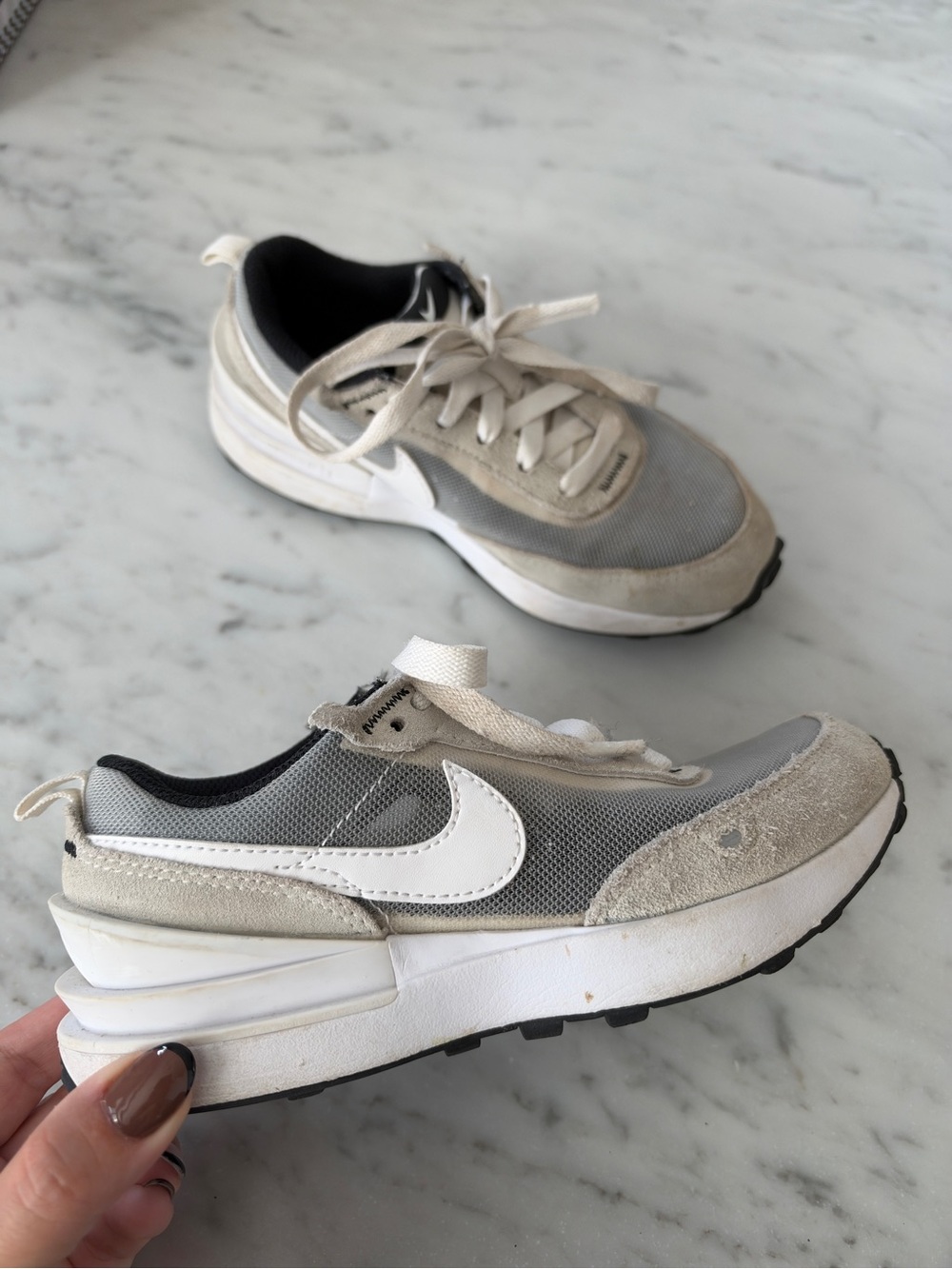 Nike Waffle One "Summit White" Kids 13.5US Running Shoes Mesh Sneakers